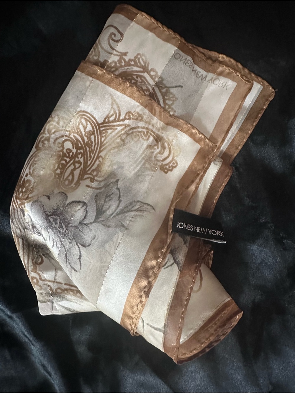 Jones New York Sheer Floral Paisley Silk Scarf in Champagne and Brown